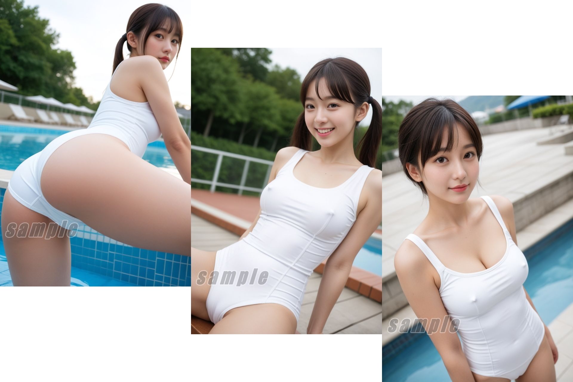アイドルにスク水着せてみた。白スクール水着・プール編 vol.1 - サンプル画像 4