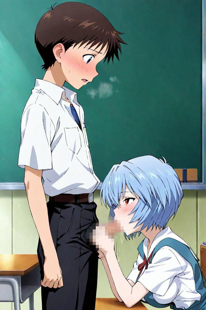 サクッとシリーズ！ 巨乳綾波〇イと碇シ〇ジ 教室制服編 キス フェラ イラマチオ 正常位 バック 座位 駅弁 合計333枚 - サンプル画像 1