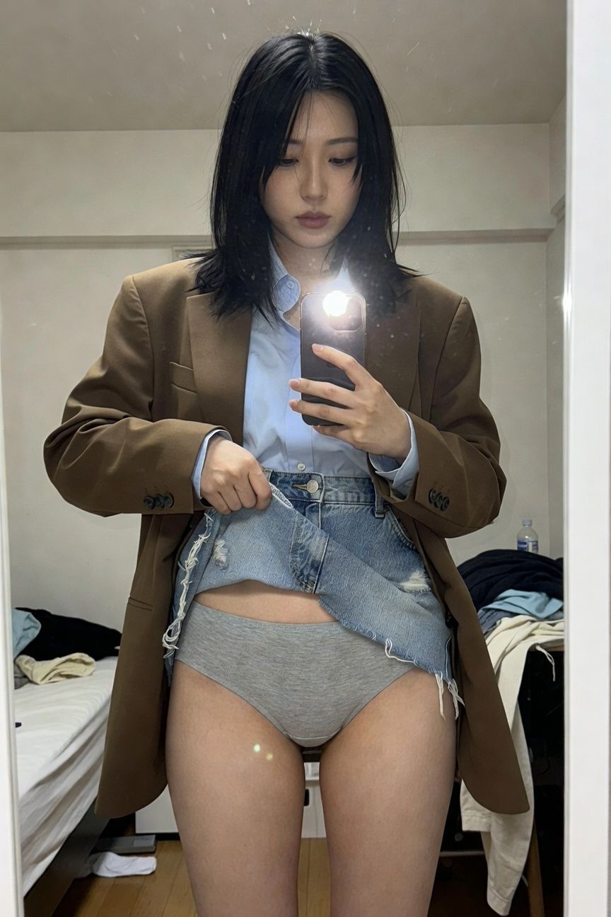 【スマホ流出風】彼女のフォルダに眠る「秘密の自撮り」暴露ファイル 〜密室での鏡越しルームスナップ風画像集〜 - サンプル画像 2