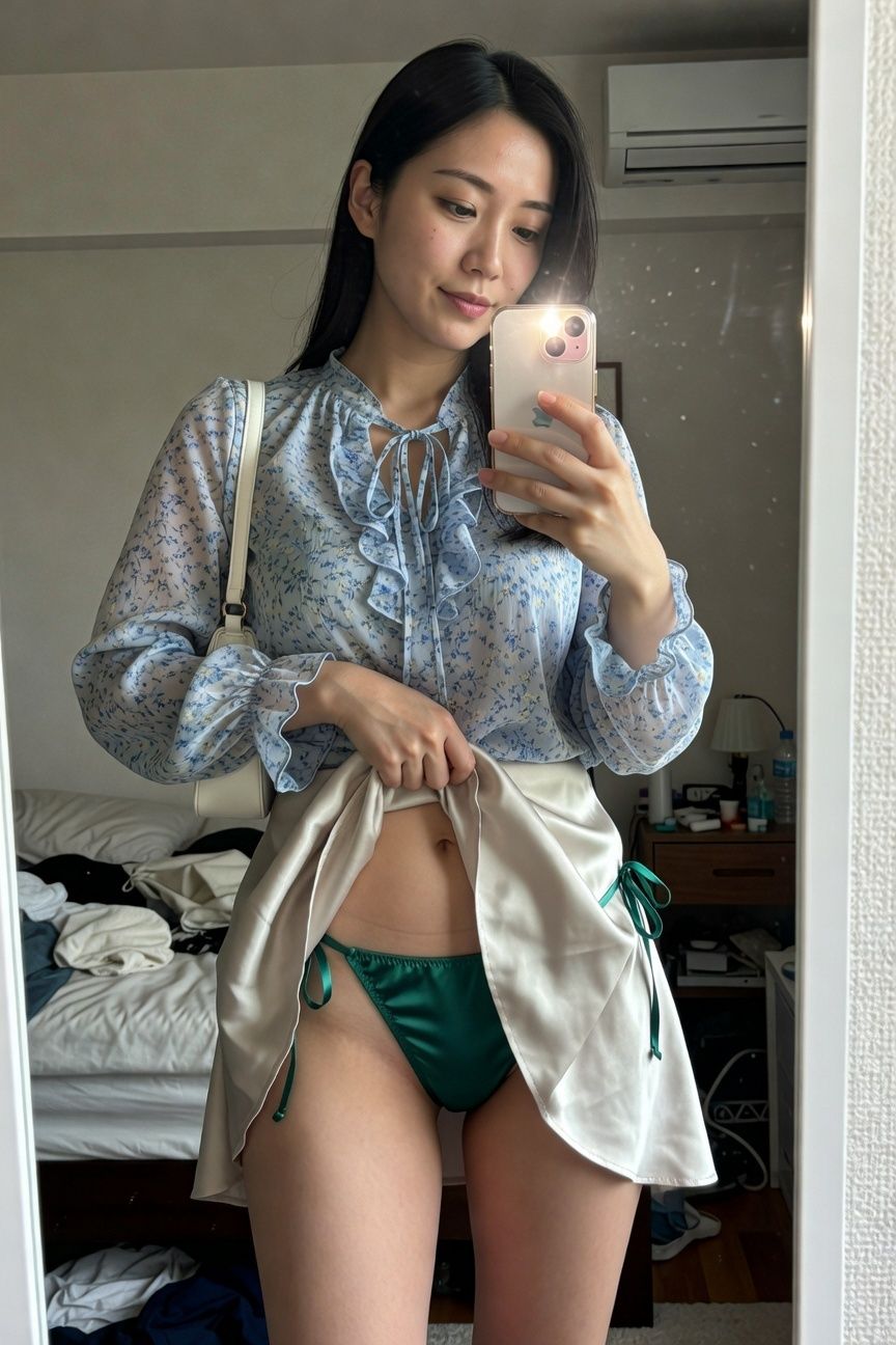 【スマホ流出風】彼女のフォルダに眠る「秘密の自撮り」暴露ファイル 〜密室での鏡越しルームスナップ風画像集〜 - サンプル画像 4