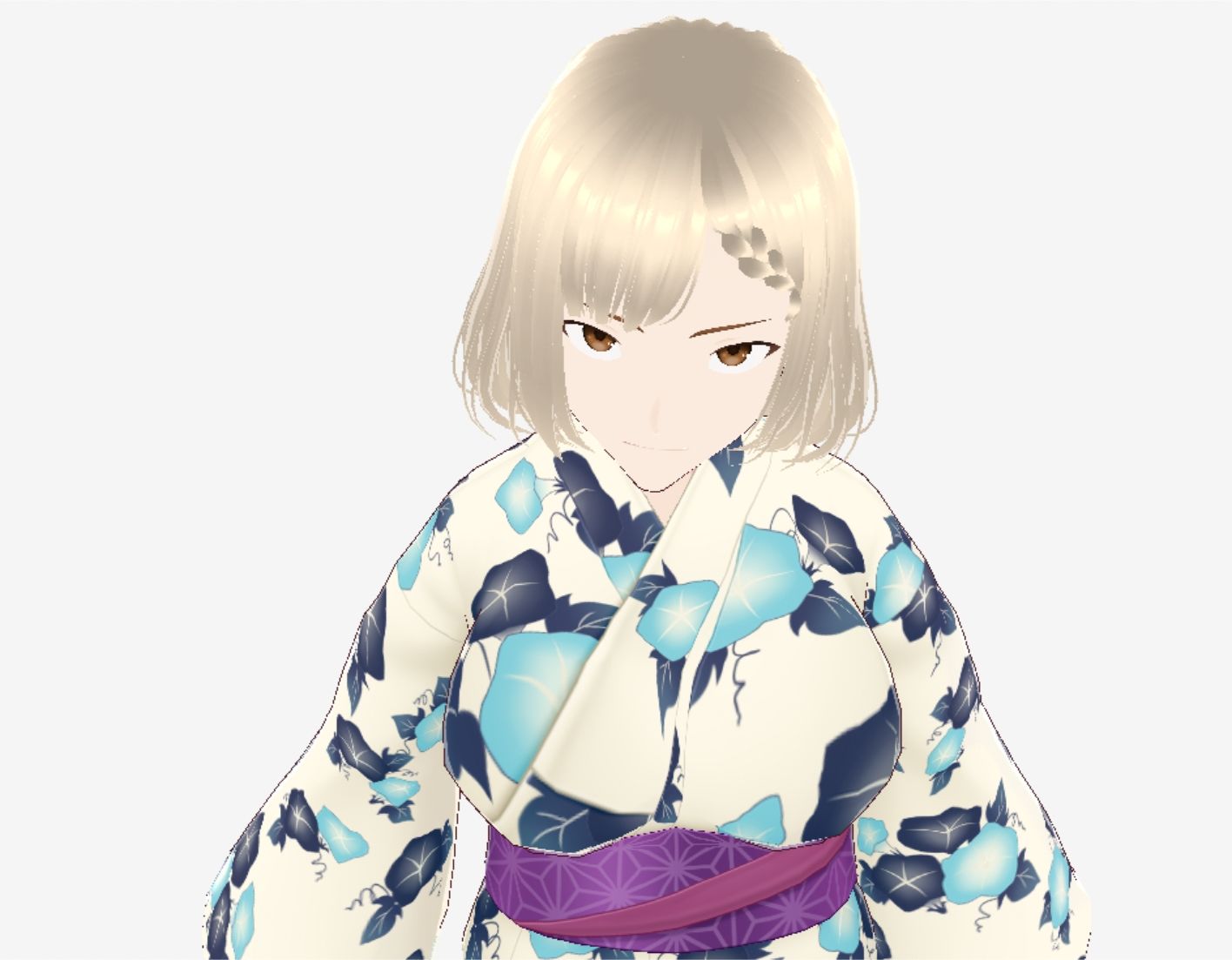 金髪の浴衣の和風美女（セリフなし  3DCGモデル  イラスト集） - サンプル画像 1