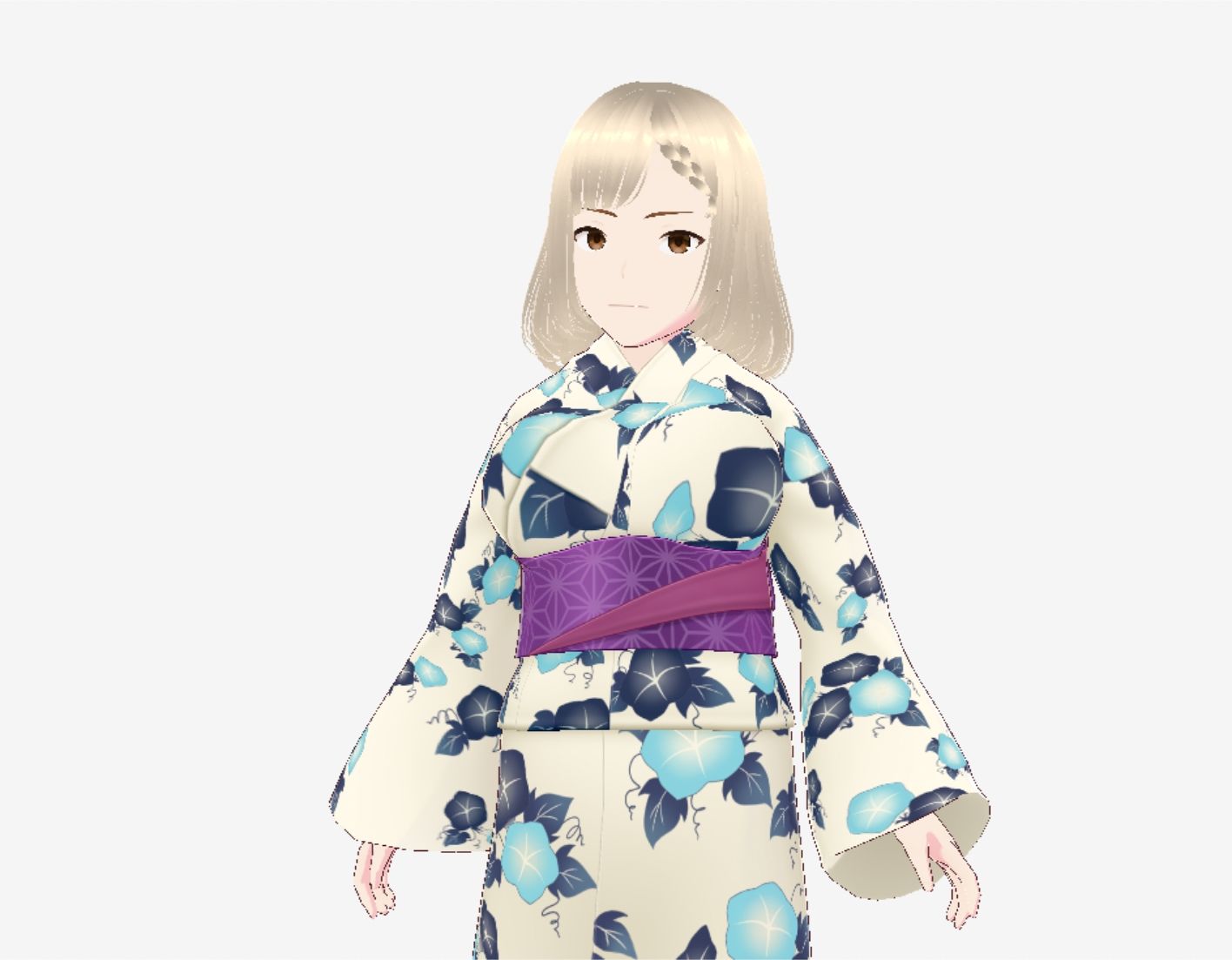 金髪の浴衣の和風美女（セリフなし  3DCGモデル  イラスト集） - サンプル画像 4