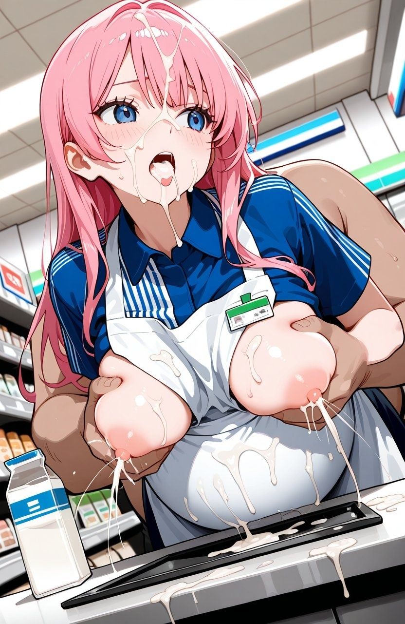 AI妊婦グラビアイラスト集 R18＋ Vol.046 コンビニ店員編 - サンプル画像 2