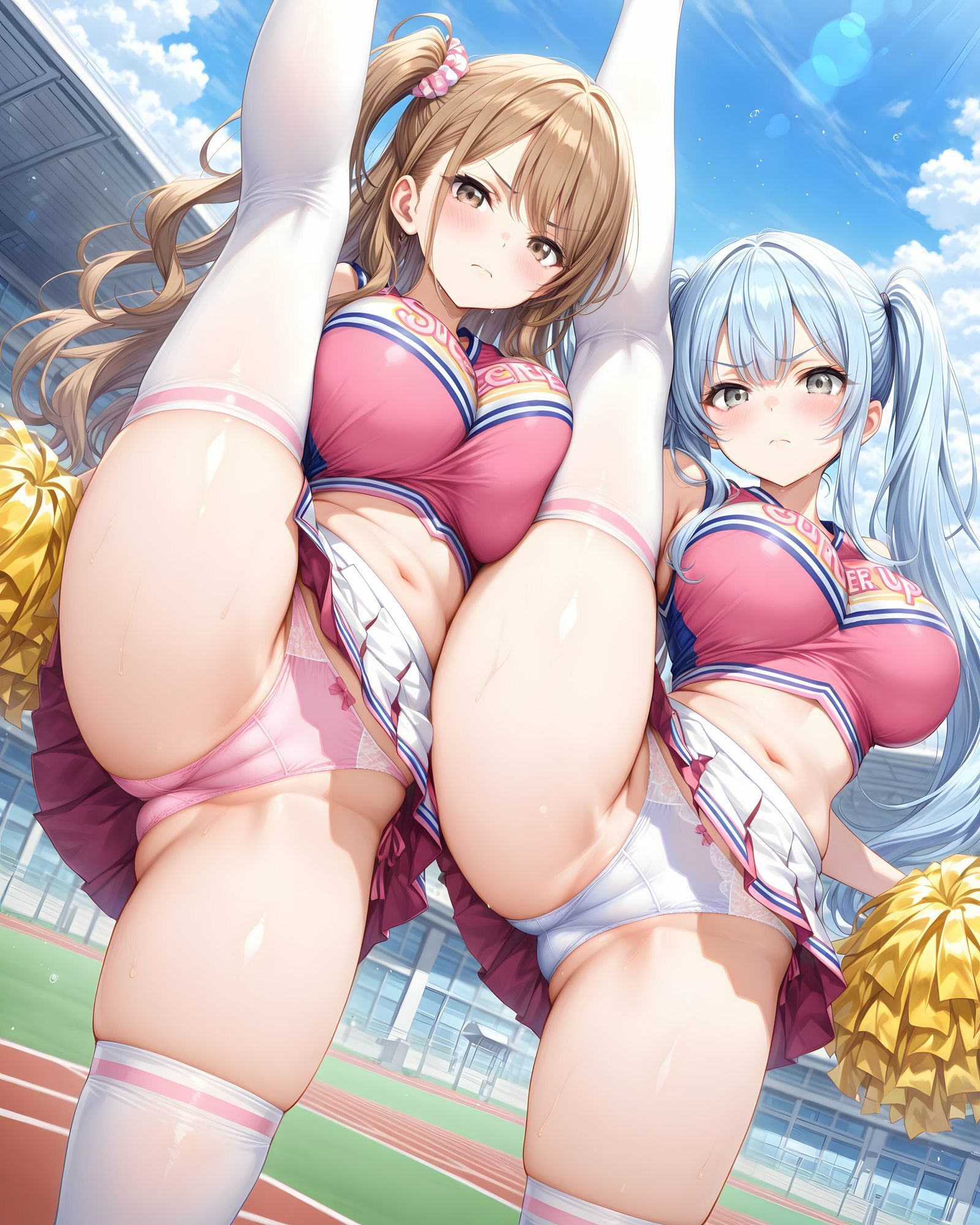 超ミニスカチア部〜パンツ丸見えのチアガール達にセクハラしたり、ぶっかけたり、チ〇ポのお世話してもらうイラスト集〜 - サンプル画像 4