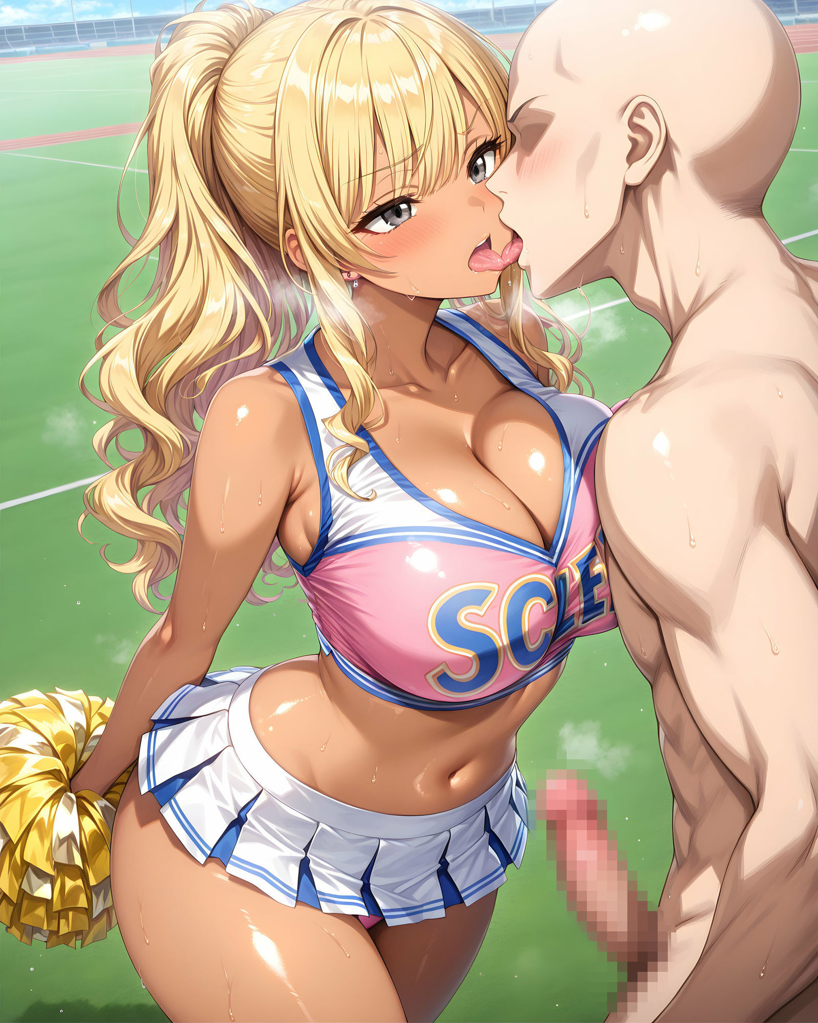 超ミニスカチア部〜パンツ丸見えのチアガール達にセクハラしたり、ぶっかけたり、チ〇ポのお世話してもらうイラスト集〜 - サンプル画像 5