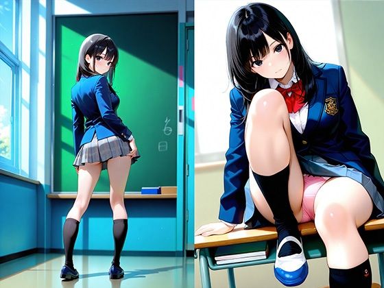 クラスメイトの激ミニスカJKを教室でハメまくる話 - サンプル画像 1