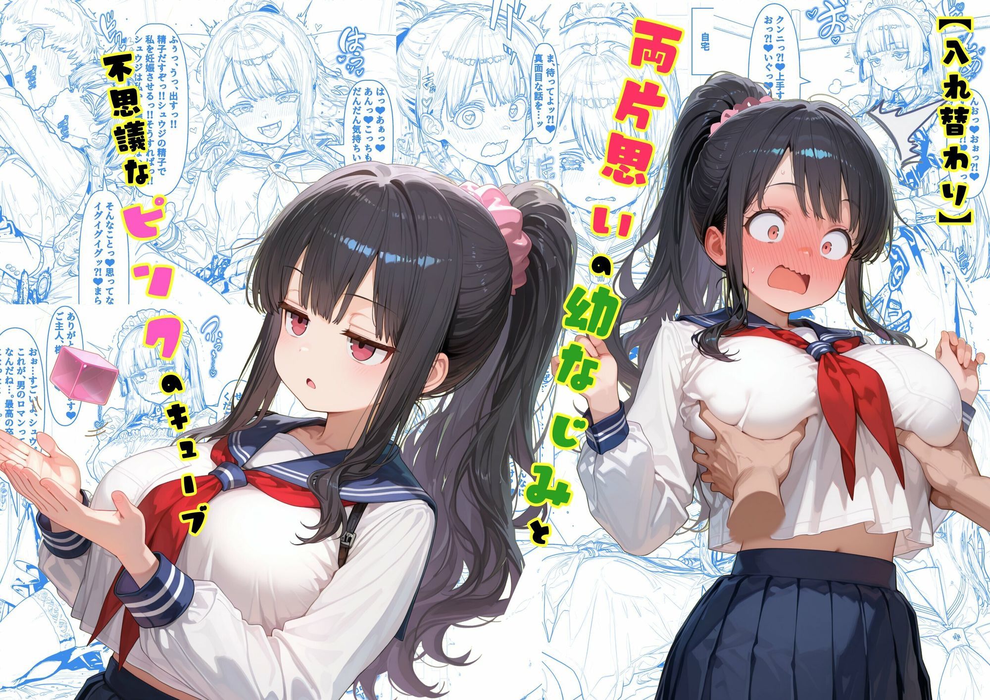 TS2作品セット7（【寄生】生意気な後輩の中に触手が入っていった話・【入れ替わり】両片思いの幼なじみと不思議なピンクのキューブ） - サンプル画像 4