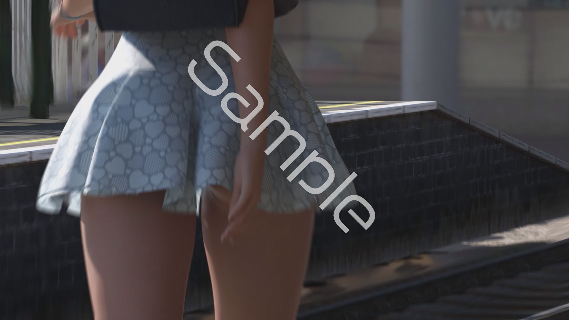 一ノ瀬廻里・私服登校日の通学途中の駅の階段でスカート内逆さ撮り盗撮の被害に遭う:PV07（シルキーな薄紫色のフルバックパンティ） - サンプル画像 5