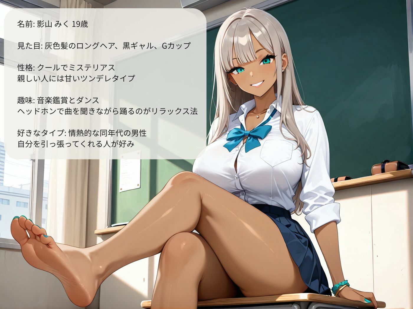 巨乳黒ギャルに誘惑されて教室で禁断の制服セックス - サンプル画像 4