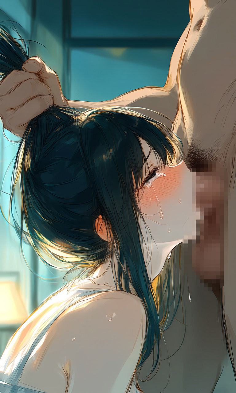 ポニーテールを掴まれてイラマチオ その2 - サンプル画像 4