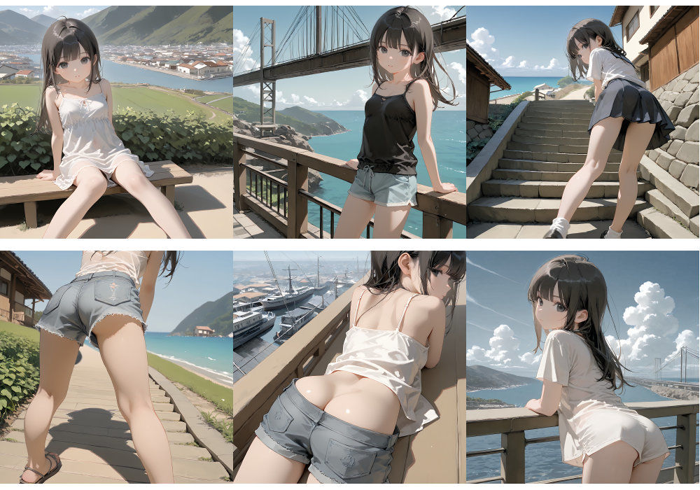 瀬戸内おもらし紀行 〜ノスタルジックな坂道で決壊する秘密の絶頂【放尿 × （ひかがみ＋極尻）】全500枚収録〜 - サンプル画像 1