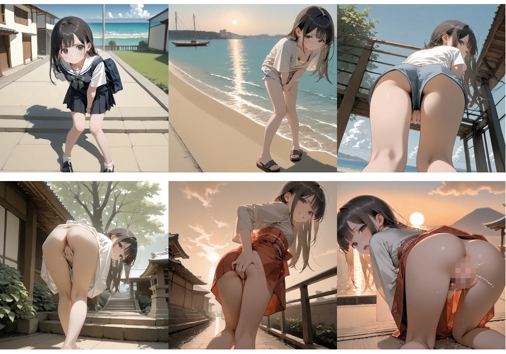 瀬戸内おもらし紀行 〜ノスタルジックな坂道で決壊する秘密の絶頂【放尿 × （ひかがみ＋極尻）】全500枚収録〜 - サンプル画像 2