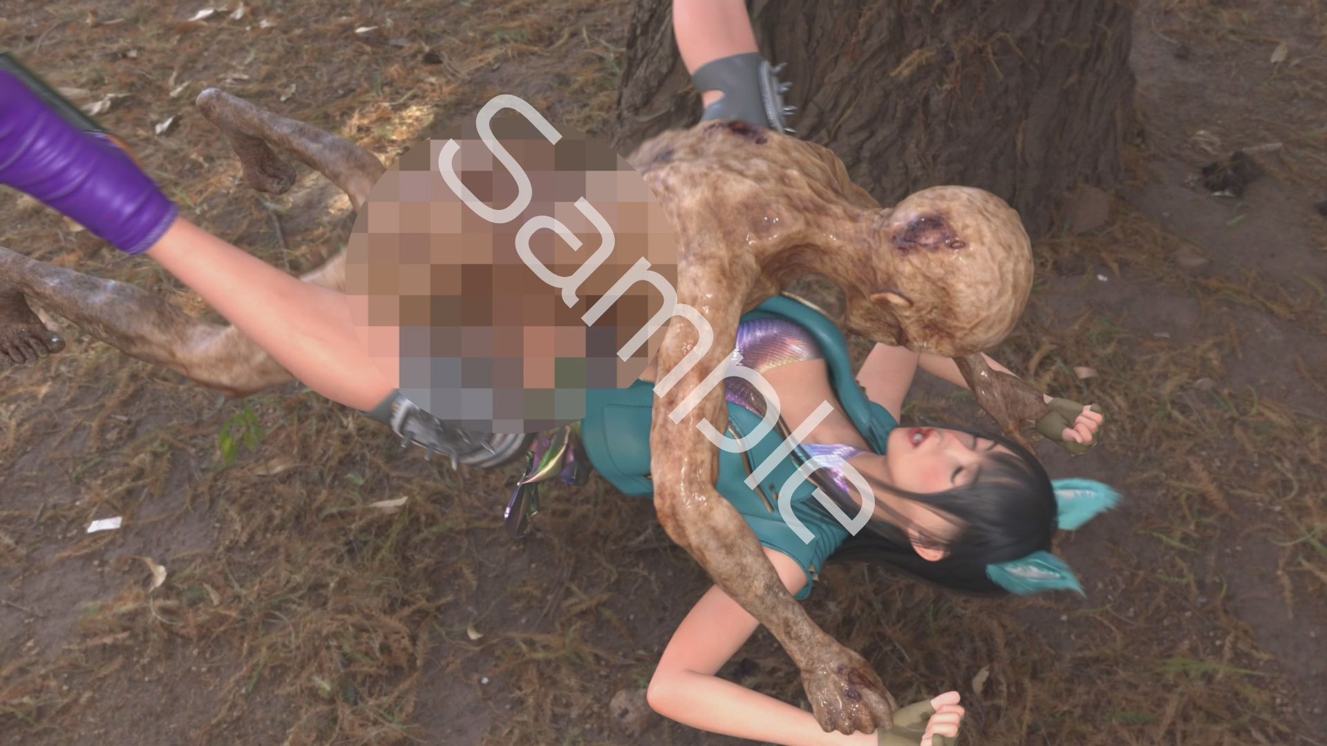 【△100】沙耶が主人公のMMORPG『編隊コレクション:Re』ゲーム動画（Vol.01:ゾンビの集団によるレ○プ被害に遭ってしまう:正常位） - サンプル画像 1