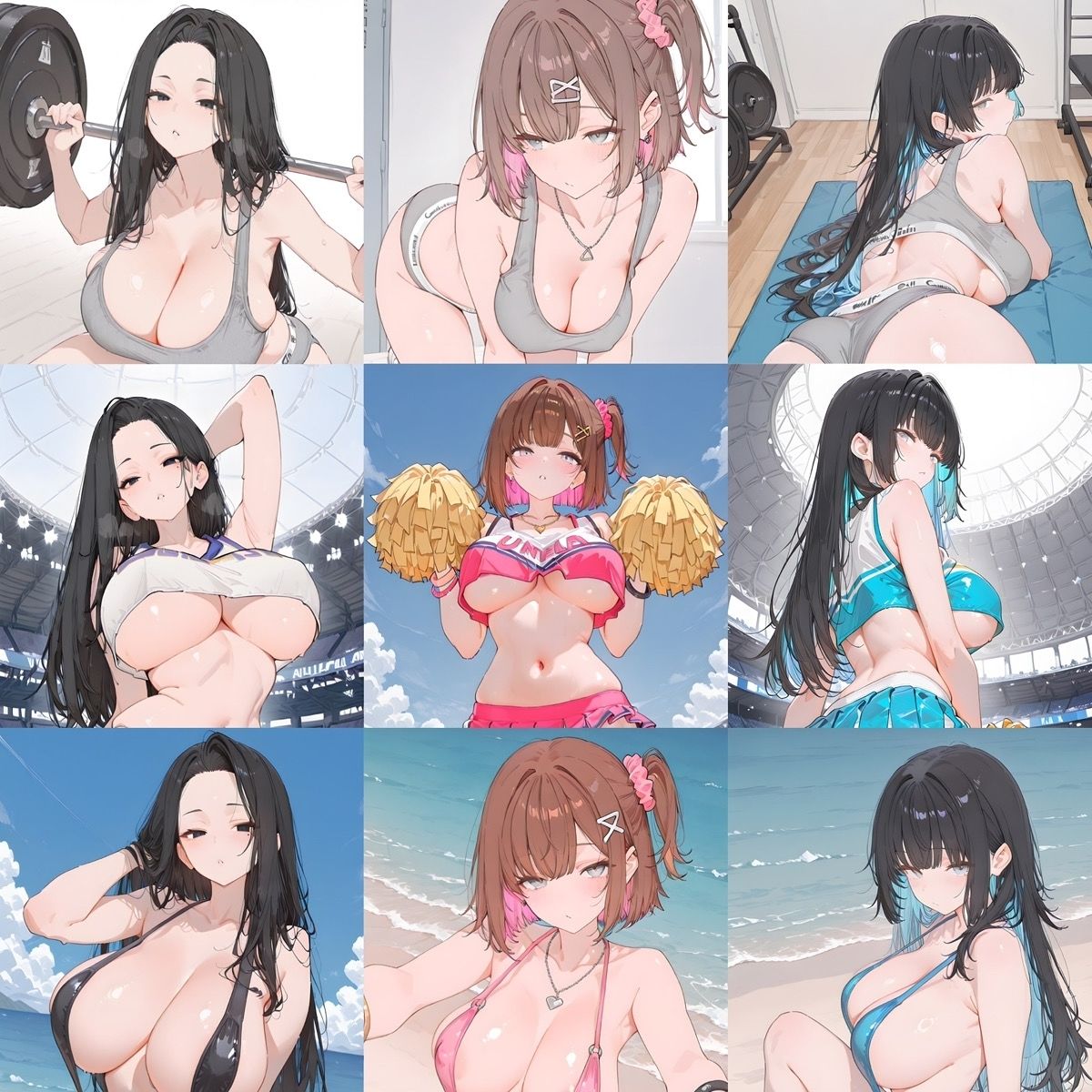 〇お尻・足裏・顔面圧迫特化CG集総集編〇 顔面騎乗 もも圧迫 挟み 足コキ オナホコキ バレー 水着メイド グラビア - サンプル画像 7