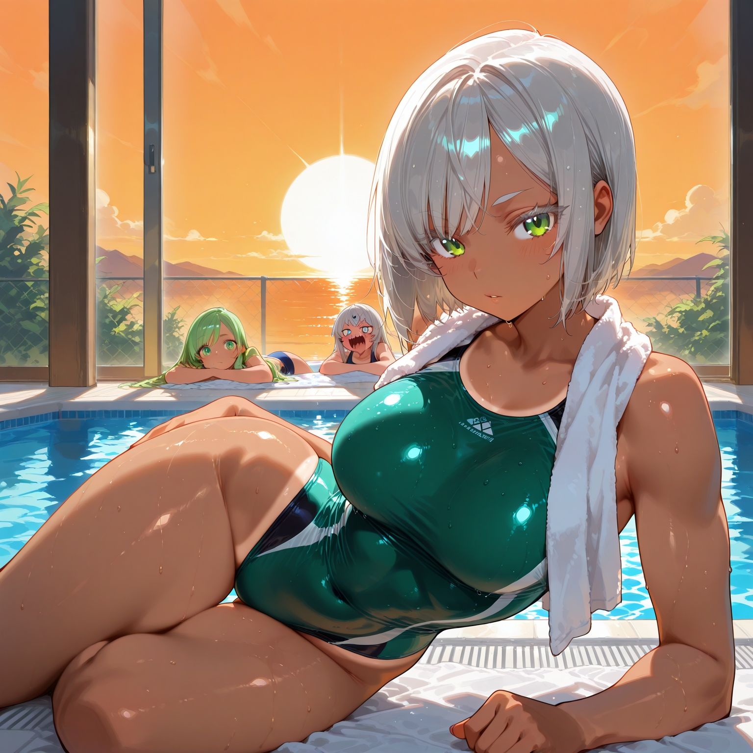 性春学園〜No.4銀髪スク水〜夜プールで種付け調教 - サンプル画像 2