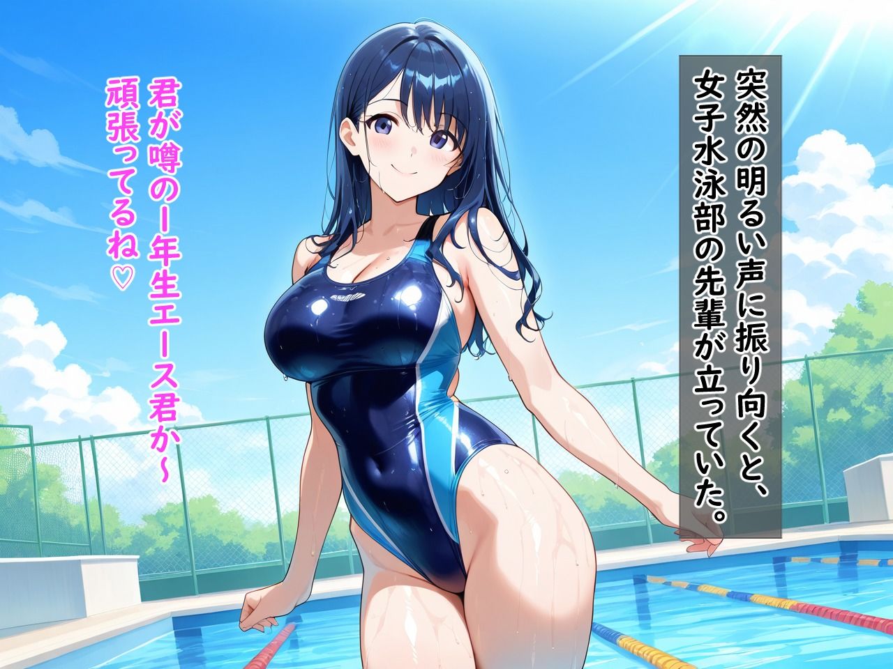 先輩水泳部員の爆乳色仕掛け - サンプル画像 1