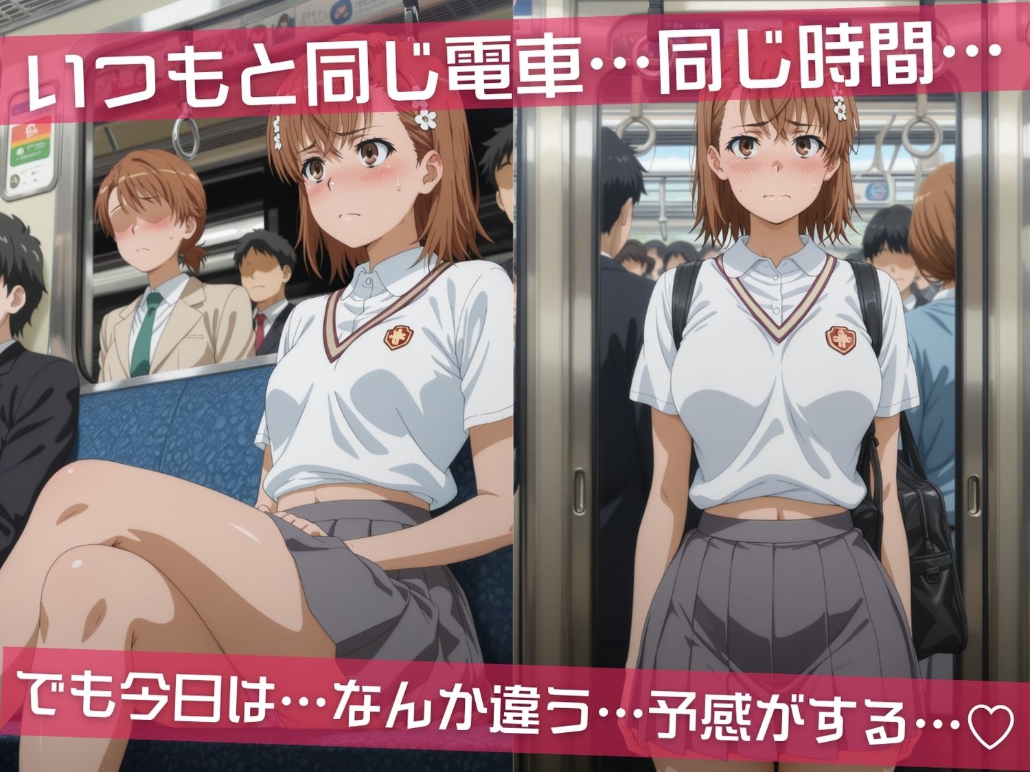 満員電車痴●地獄 と●る科学の超電磁砲〜 電車編 〜 互いの体を求め合う禁断のラッシュへ。 - サンプル画像 1