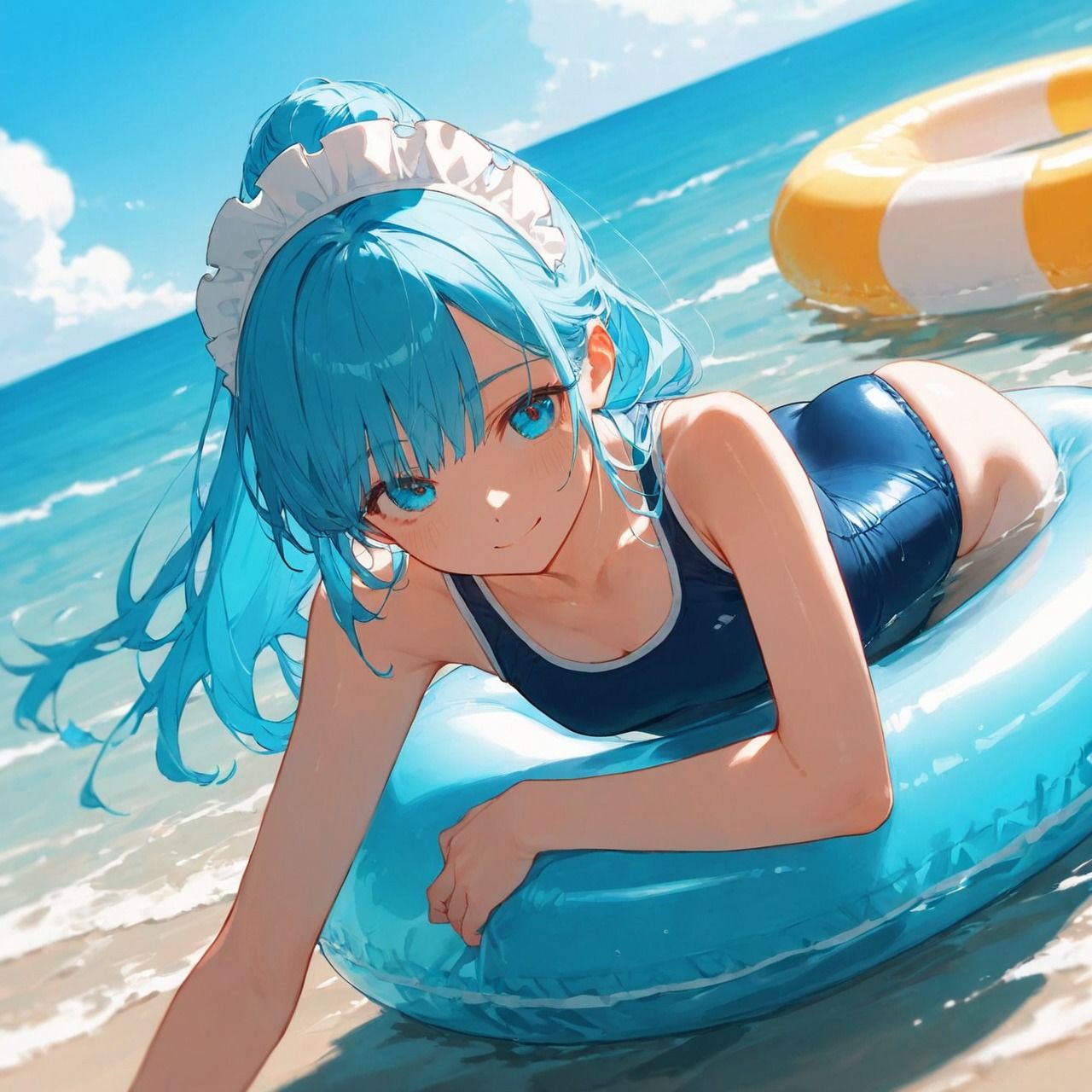 メイドさんと海でいちゃラブ（はーと） - サンプル画像 1