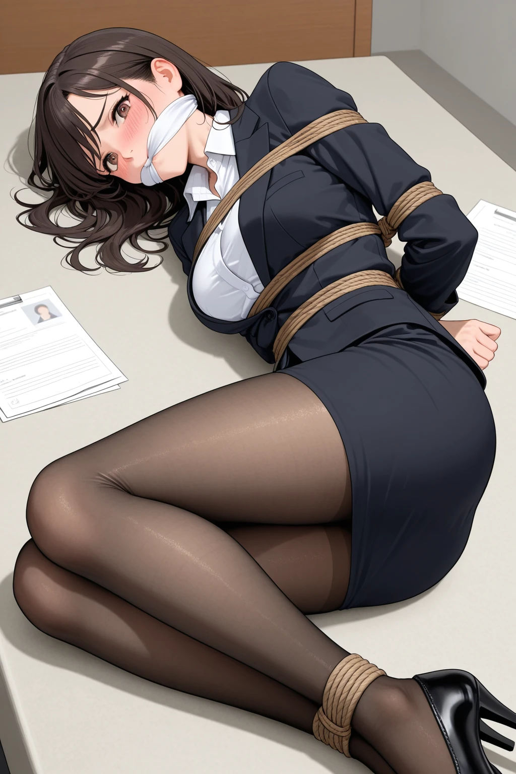 恥辱の緊縛画像集 解雇が怖くて社長の道楽に付き合ったばかりに家族を裏切り壊れゆく人妻オフィスレディ後編 - サンプル画像 2