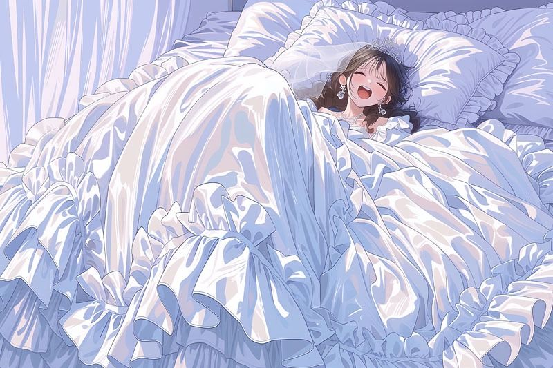 【ドレス美少女50】ツルツルドレスに包まれて恍惚に沈む - サンプル画像 1