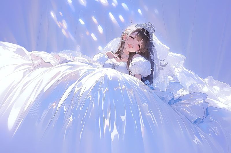 【ドレス美少女50】ツルツルドレスに包まれて恍惚に沈む - サンプル画像 2