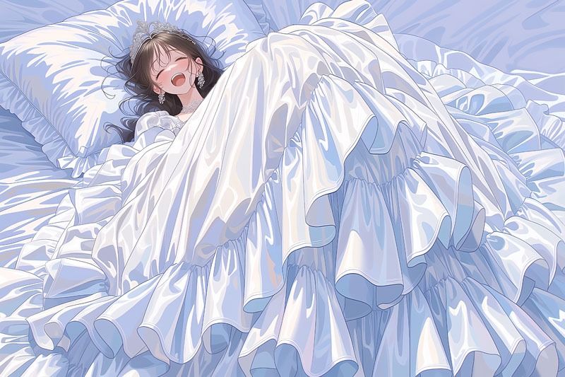 【ドレス美少女50】ツルツルドレスに包まれて恍惚に沈む - サンプル画像 3