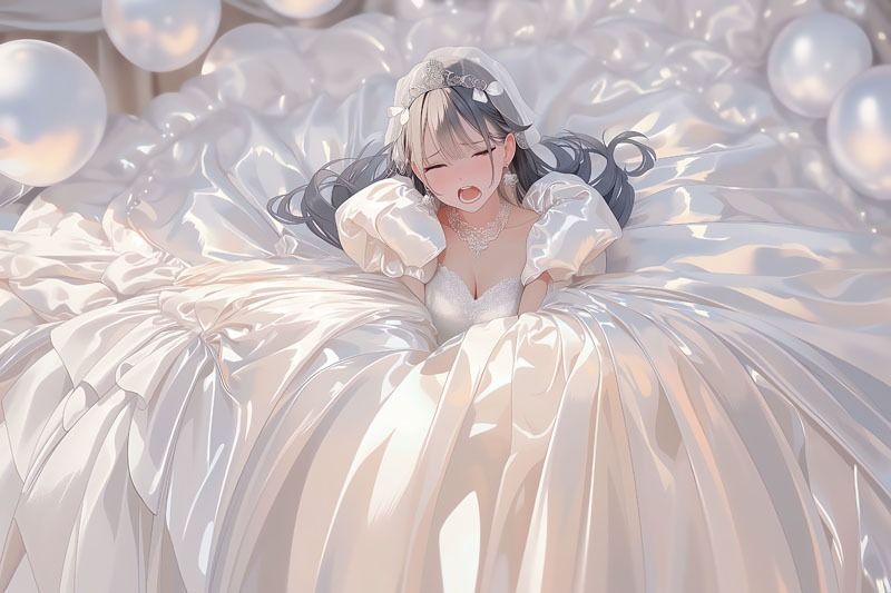 【ドレス美少女50】ツルツルドレスに包まれて恍惚に沈む - サンプル画像 4