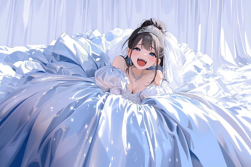 【ドレス美少女50】ツルツルドレスに包まれて恍惚に沈む - サンプル画像 5