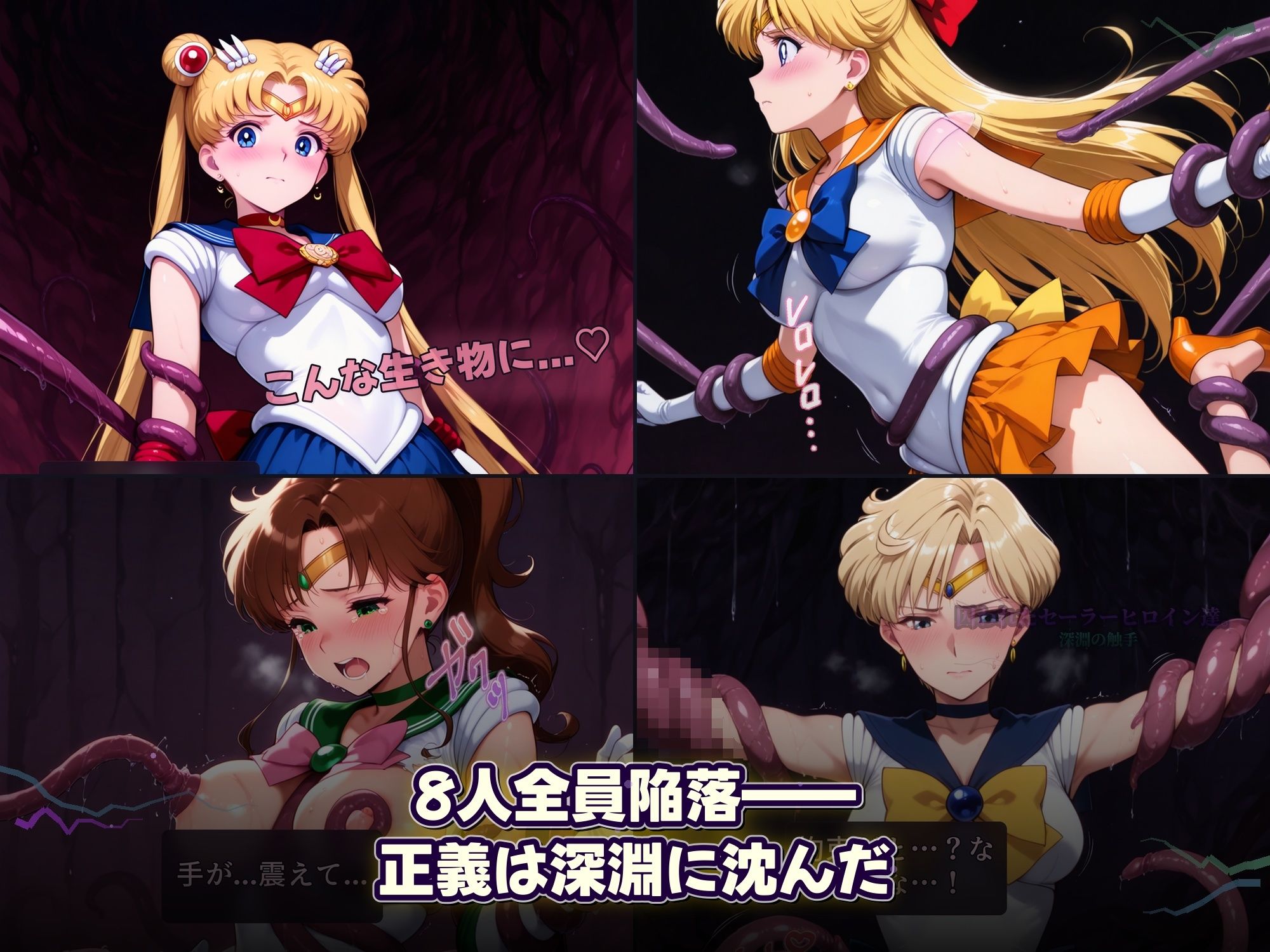 囚われたセーラーヒロイン達。深淵の触手  変身しても、触手には勝てなかった――」 - サンプル画像 4