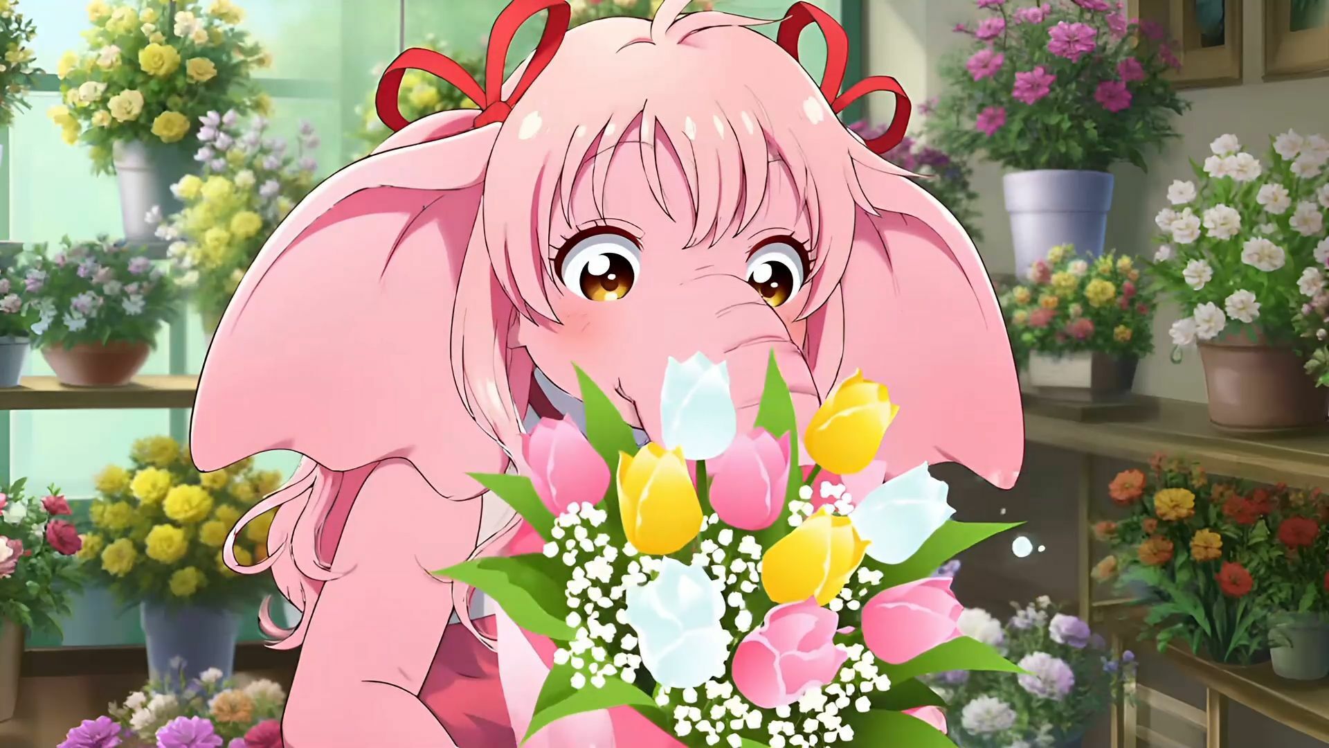 ピンクゾウのセクシーなくしゃみ！（MP4アニメーション）/ Pink Elephant’s Sexy Sneeze！ （MP4 Animation） - サンプル画像 1