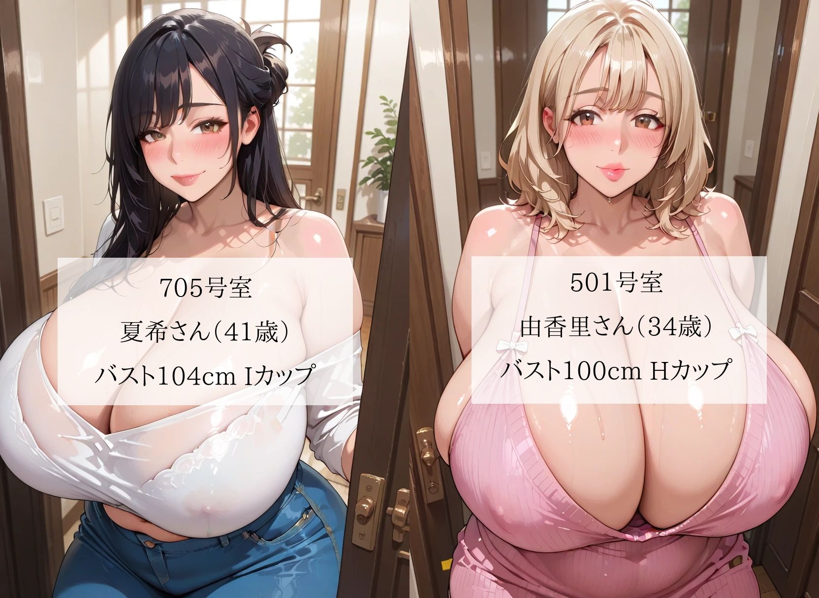 淫獄人妻マンション〜近所のデカ乳むっちり熟女たちに裏アカがバレて毎日搾精される性奴●になりました＜セリフ付CG集＞ - サンプル画像 1