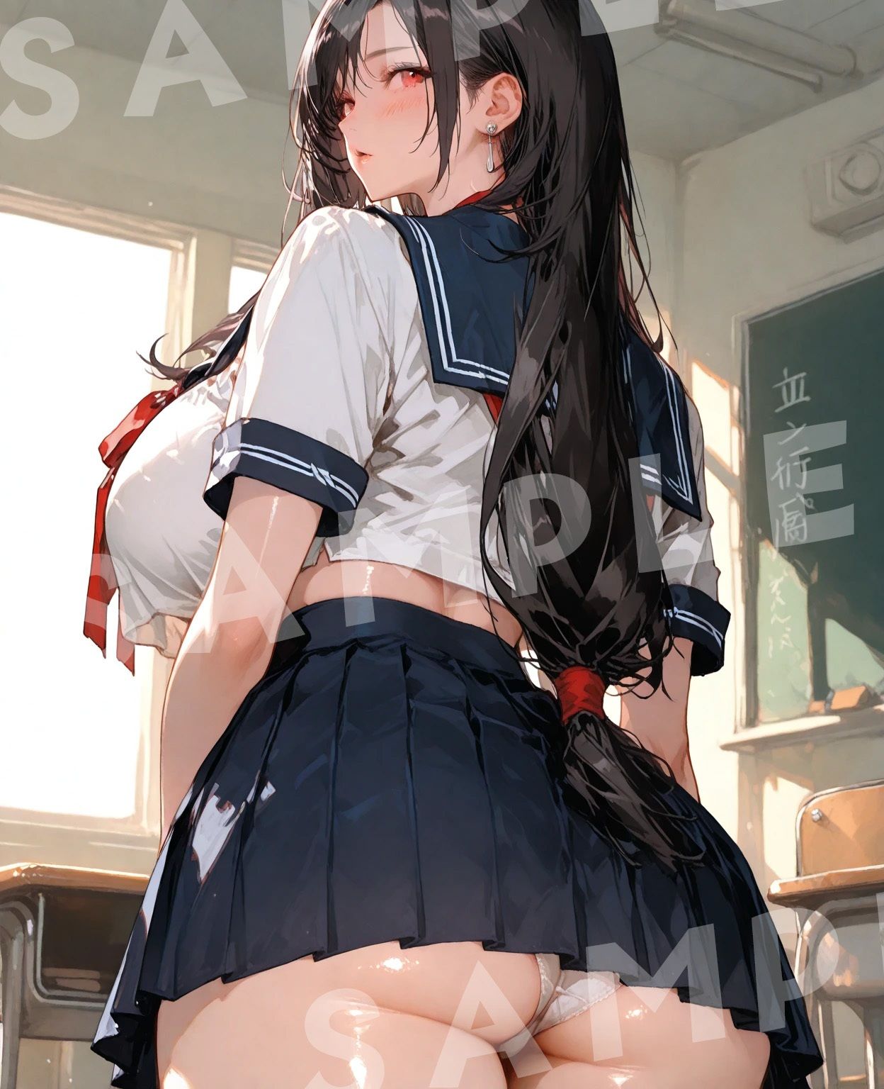 【コスプレx主観 1】学園コスで制服角ニーからスク水立ちバック - サンプル画像 2