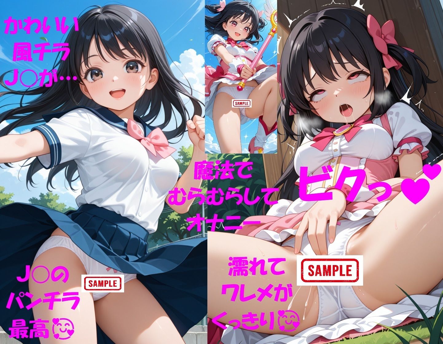 パンチラJKが魔法少女に変身★オナニーでイクぅ！3―黒髪JK、オナニーに夢中― - サンプル画像 4