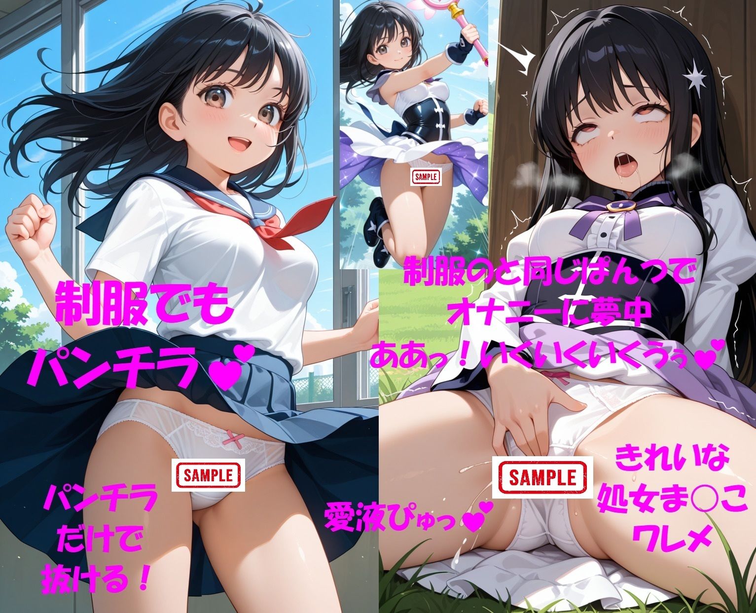 パンチラJKが魔法少女に変身★オナニーでイクぅ！3―黒髪JK、オナニーに夢中― - サンプル画像 10