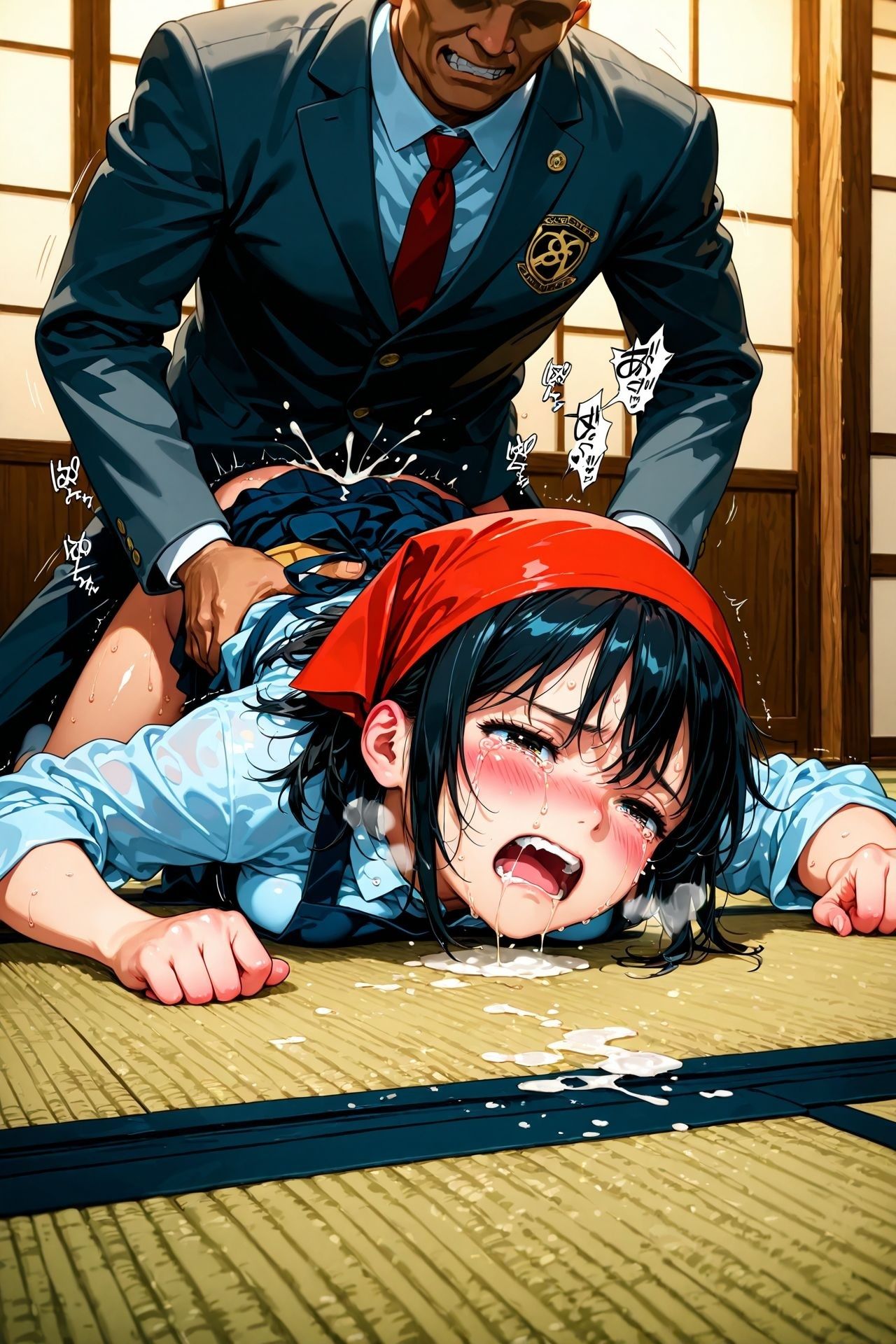 放課後、エプロンを装備して家業の旅館（裏オプ有）を手伝う黒髪巨乳JK - サンプル画像 4