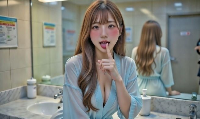 欲求不満AI美女 秘密の公衆トイレで感じまくり - サンプル画像 7