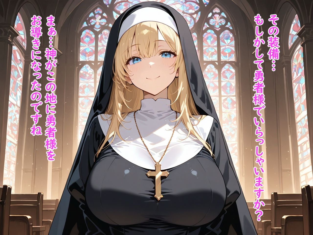 爆乳シスターの聖なるご奉仕 - サンプル画像 1