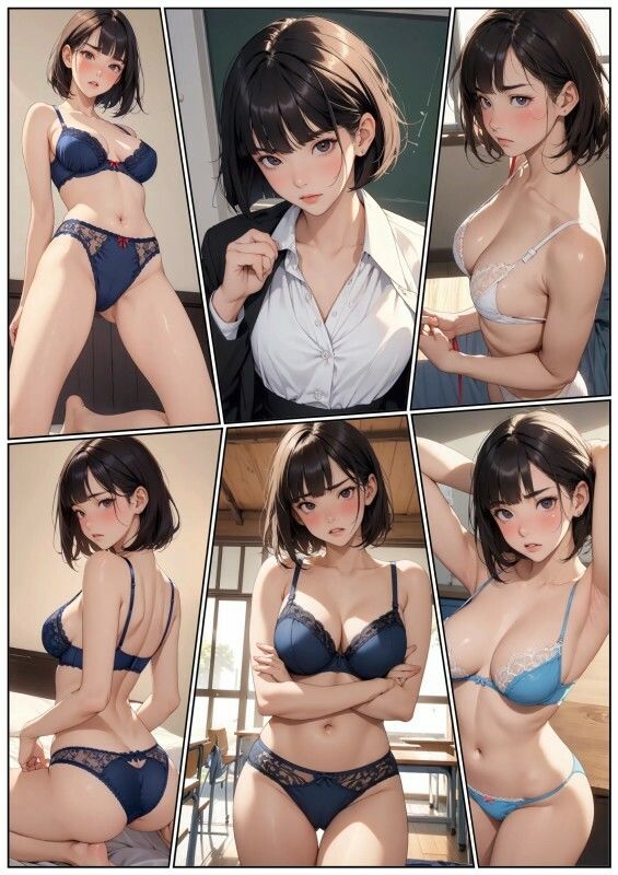 女教師 下着姿イラスト集 - サンプル画像 3