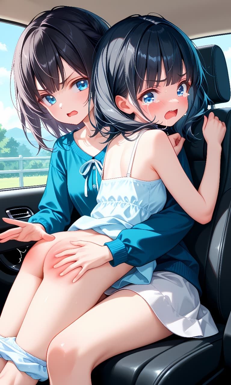 姉/妹（オリジナルキャラクター）お尻叩きイラスト集 - サンプル画像 5