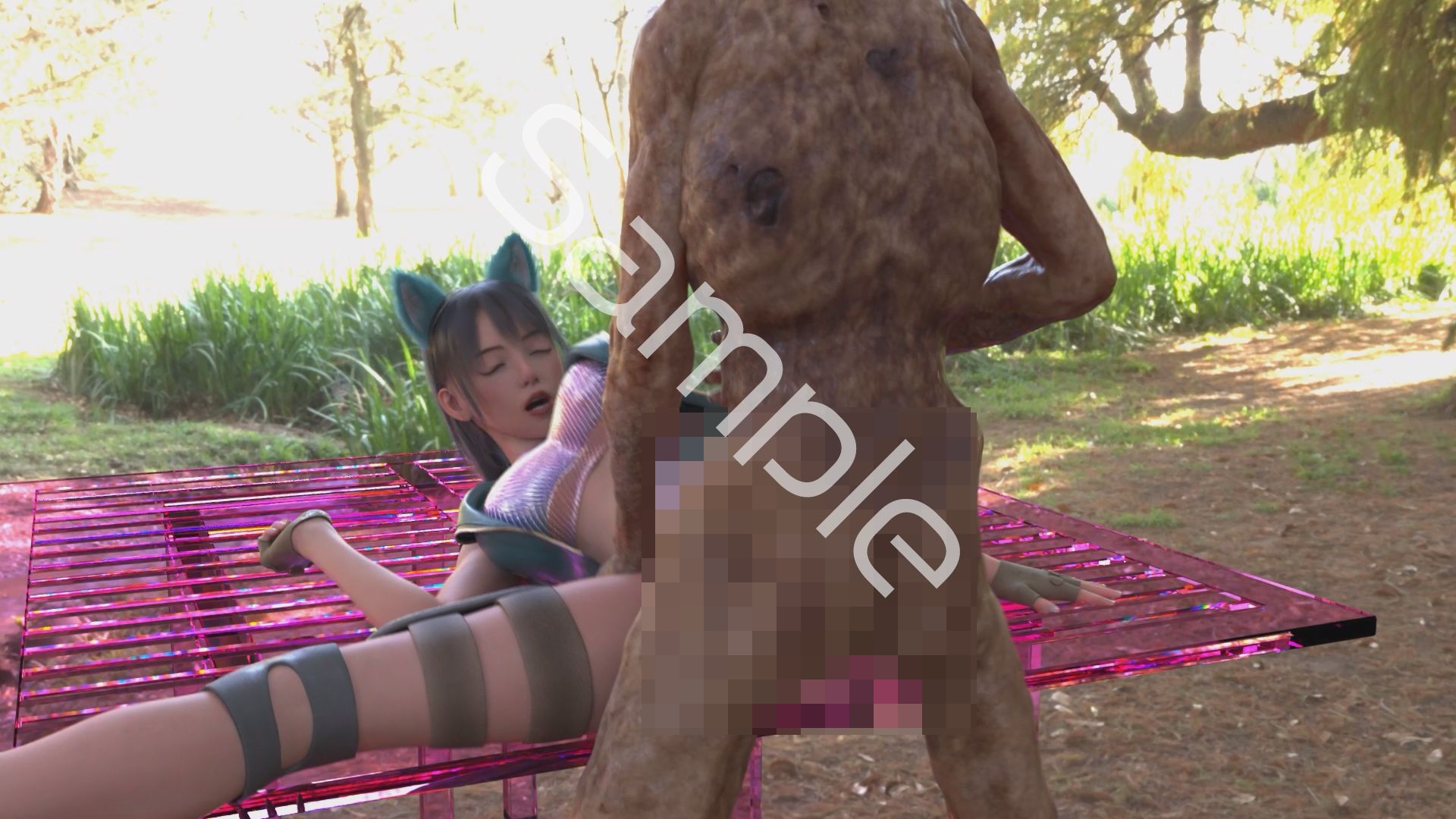 【△100】沙耶が主人公のMMORPG『編隊コレクション:Re』ゲーム動画（Vol.08:ゾンビの集団によるレ○プ被害に遭ってしまう:大開脚） - サンプル画像 2