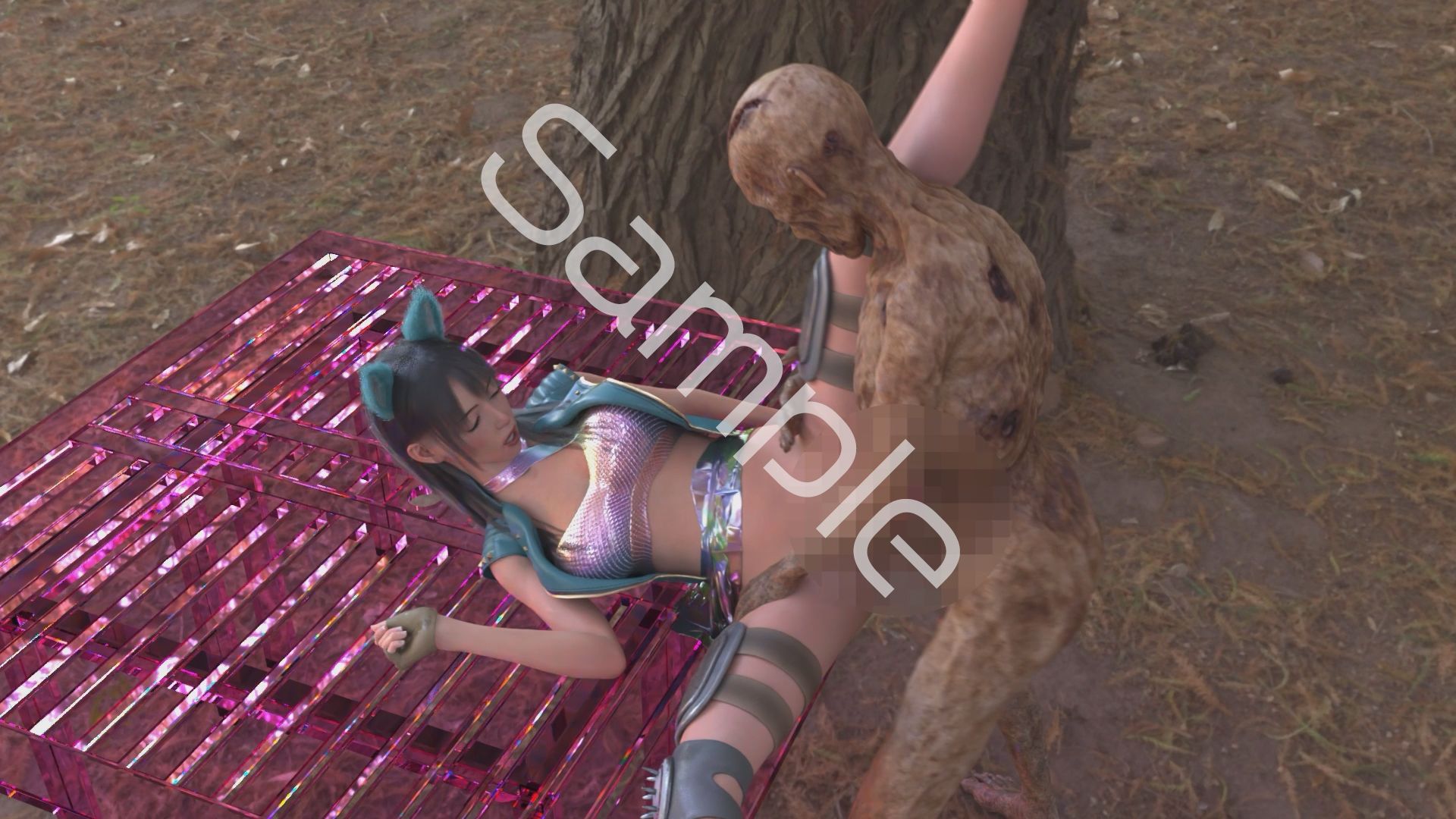 【△100】沙耶が主人公のMMORPG『編隊コレクション:Re』ゲーム動画（Vol.08:ゾンビの集団によるレ○プ被害に遭ってしまう:大開脚） - サンプル画像 4