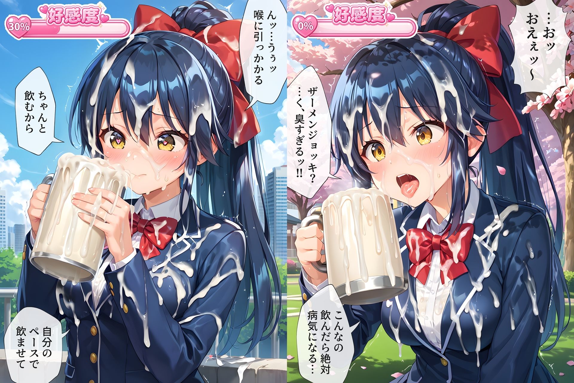 ザーメンジョッキのことが段々好きになっちゃう女の子たち - サンプル画像 1