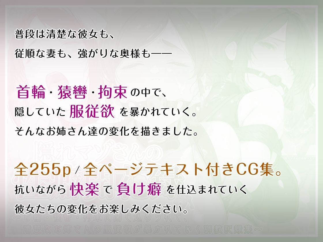 隠れマゾさんの性癖開花録 〜首輪・猿轡・拘束に閉じ込められて、清楚なお姉さんの服従欲が暴かれていく調教記録集〜 - サンプル画像 1