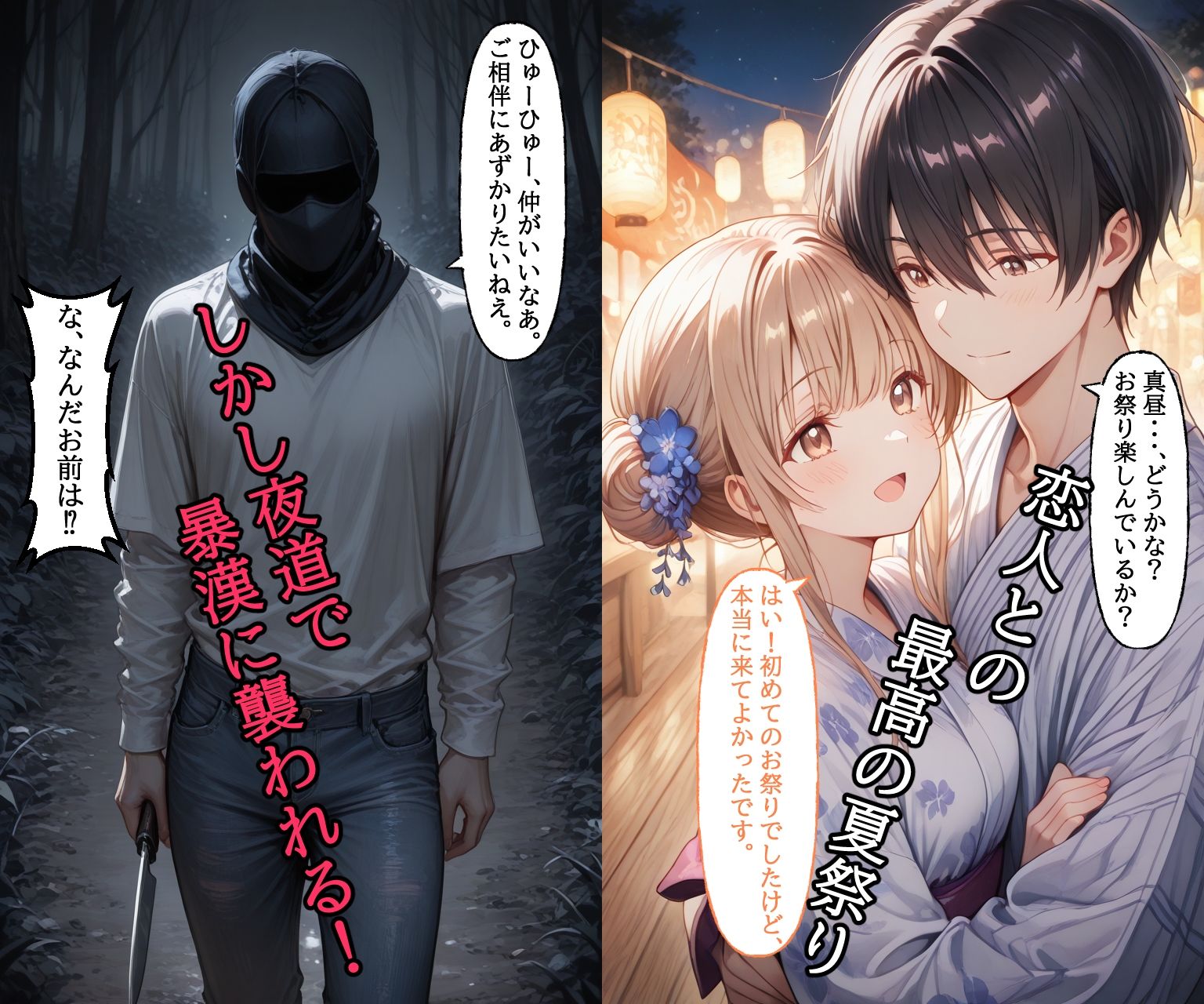 【セリフ・効果音付き】 お隣の天使様  惨劇の夏祭り - サンプル画像 1