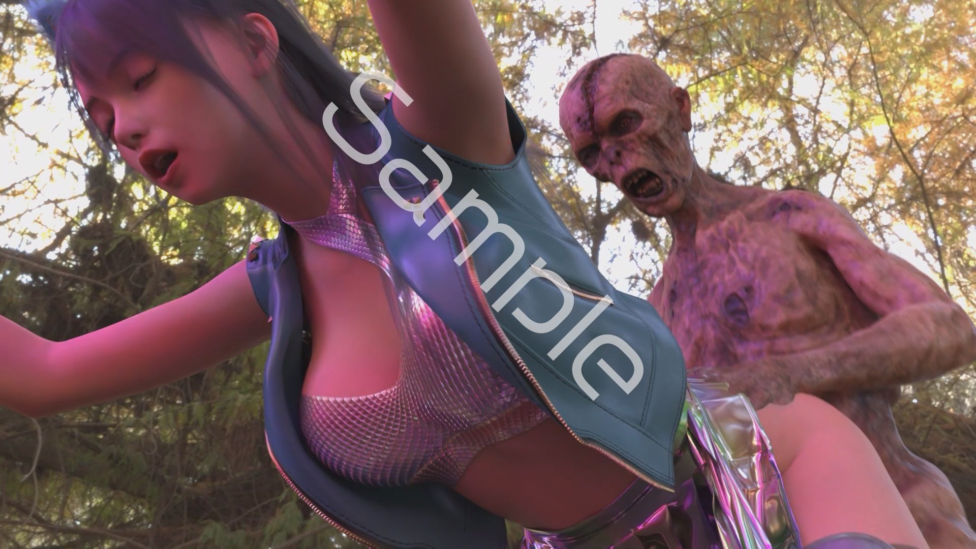 【△100】沙耶が主人公のMMORPG『編隊コレクション:Re』ゲーム動画（Vol.09:ゾンビの集団によるレ○プ被害に遭ってしまう:立ちバック） - サンプル画像 2