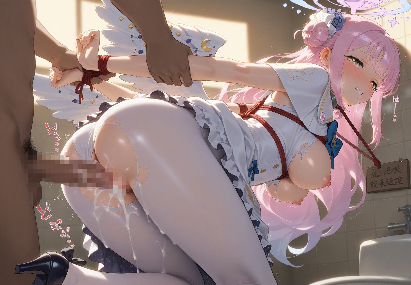 清楚JK彼女が文化祭で「全員の精液受けます」って公衆便器化www ブ〇ーアーカイブ02 - サンプル画像 7