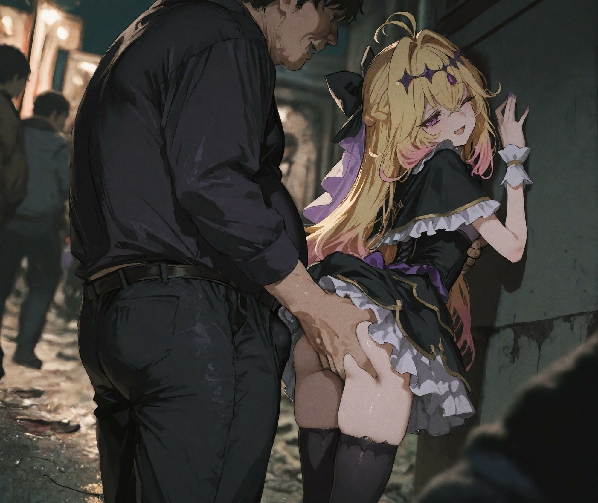 【489枚＋9動画】裏路地で自ら股を開き、汚いおじさん達に搾り取られるエナジー！るるかの娼婦に堕ちる夜 - サンプル画像 2