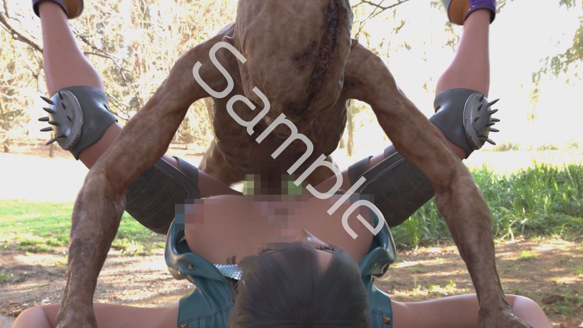 【△100】沙耶が主人公のMMORPG『編隊コレクション:Re』ゲーム動画（Vol.11:ゾンビの集団によるレ○プ被害に遭ってしまう:正常位おっぱい丸出し） - サンプル画像 1