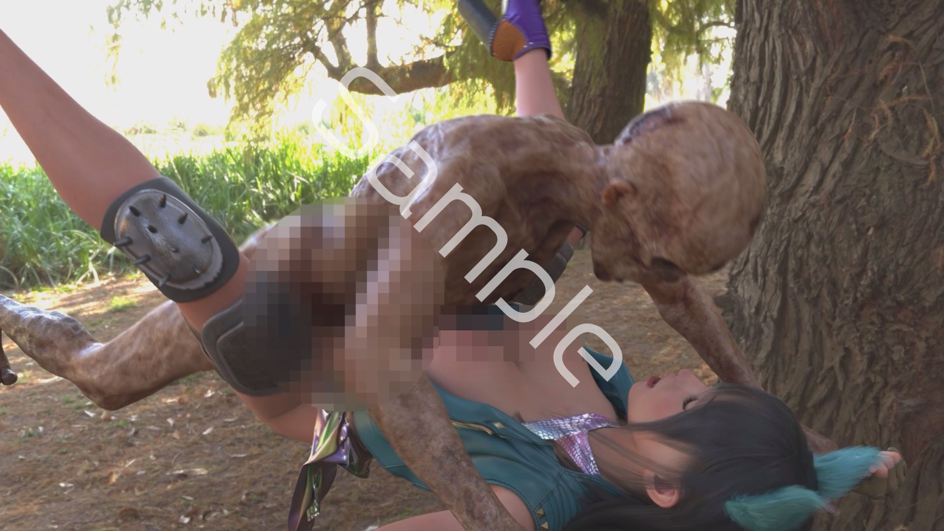 【△100】沙耶が主人公のMMORPG『編隊コレクション:Re』ゲーム動画（Vol.11:ゾンビの集団によるレ○プ被害に遭ってしまう:正常位おっぱい丸出し） - サンプル画像 2