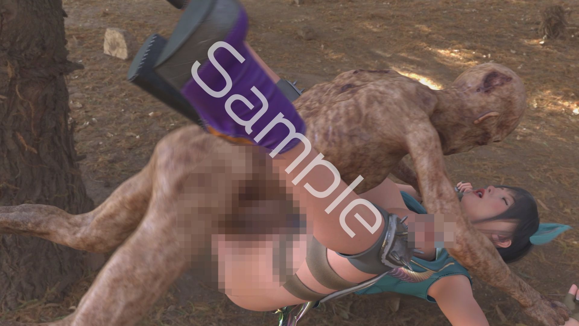 【△100】沙耶が主人公のMMORPG『編隊コレクション:Re』ゲーム動画（Vol.11:ゾンビの集団によるレ○プ被害に遭ってしまう:正常位おっぱい丸出し） - サンプル画像 4